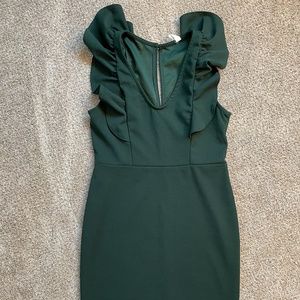 Forest Green Ruffle Sleeveless Maternity Dress